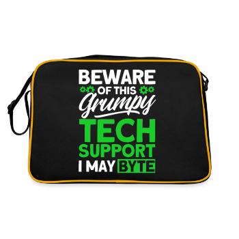 Beware of grumpy technical support - Retro Bag - black/gold - Back