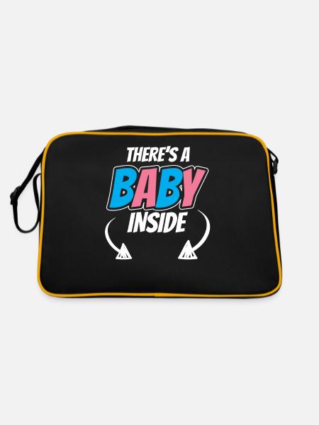 Da Ist Ein Baby Drin Schwanger Baby Inside Süß - Retro Tasche - Schwarz/Gold - Hinten