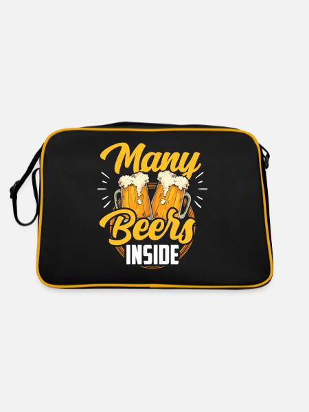 Viele Biere Drinnen Bier Trinken Beer Inside - Retro Tasche - Schwarz/Gold - Hinten