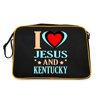 I love Jesus and Kentucky gift - Retro Bag - black/gold - Back