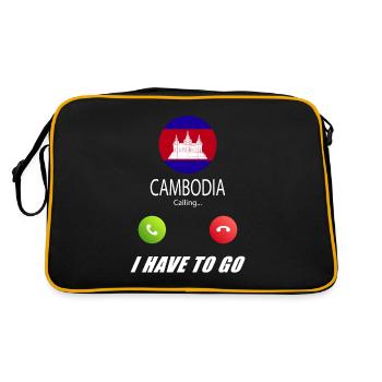 Le Cambodge appelle le slogan du drapeau Lusiger - Sac Retro - noir/or - Dos