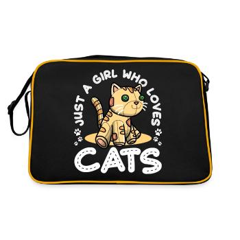 Katzen Katzenliebhaberin Kätzchen Mädchen - Retro Tasche - Schwarz/Gold - Hinten