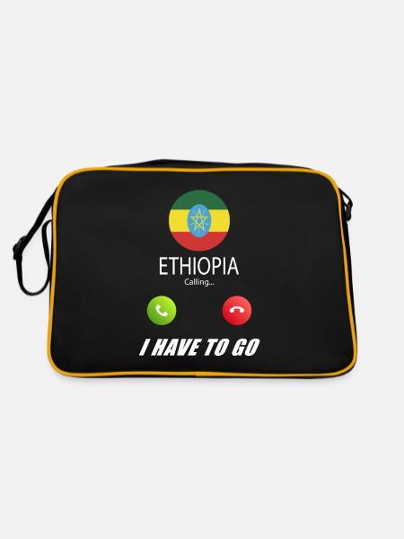 Ethiopia calls lusiger flags slogan - Retro Bag - black/gold - Back