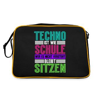 Techno Ist Wie Schule Techno - Retro Tasche - Schwarz/Gold - Hinten
