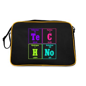 Techno Musik Rave Techno Periodensystem - Retro Tasche - Schwarz/Gold - Hinten