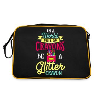 Buntstift Box Farbstift Wachs Fall Wachsmalstift - Retro Tasche - Schwarz/Gold - Hinten