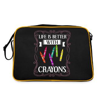 Crayon Box Colored Pencil Wax Case Wax Crayon - Retro Bag - black/gold - Back