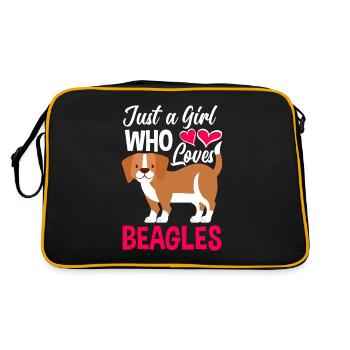 Lustiges Beagle Geschenk Beagle Mädchen - Retro Tasche - Schwarz/Gold - Hinten