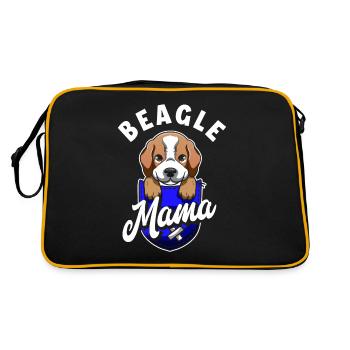 Lustiges Beagle Geschenk Beagle Mama - Retro Tasche - Schwarz/Gold - Hinten