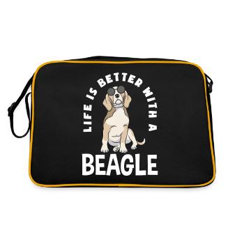 Lustiges Beagle Geschenk - Retro Tasche - Schwarz/Gold - Hinten