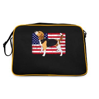 Lustiges Beagle Geschenk - Retro Tasche - Schwarz/Gold - Hinten
