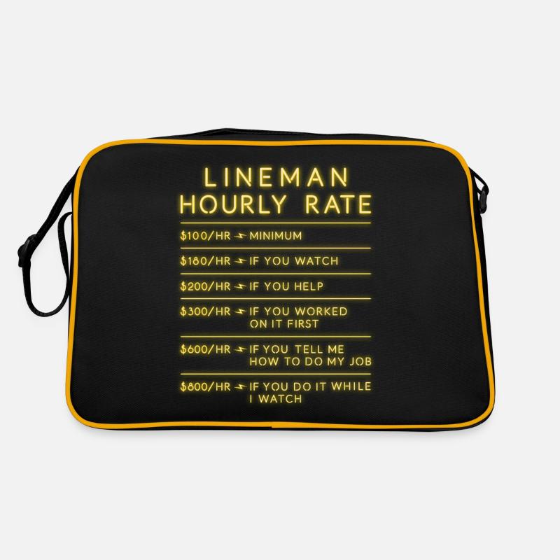 Lineman Hourly Rate Elektiker Geschenk Retro Tasche