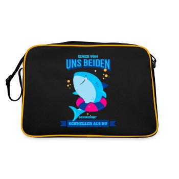 Schwimmen Lernen Einer Von Uns Beiden Schwimmt - Retro Tasche - Schwarz/Gold - Hinten
