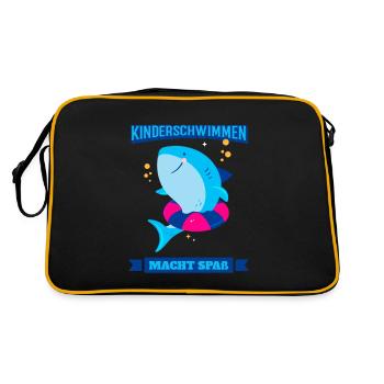 Schwimmen Lernen Kinderschwimmen Macht Spaß - Retro Tasche - Schwarz/Gold - Hinten