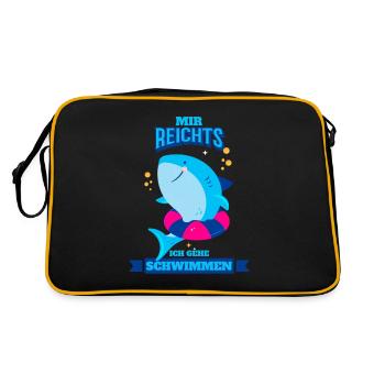 Schwimmen Lernen Mir Reichts Ich Gehe Schwimmen - Retro Tasche - Schwarz/Gold - Hinten