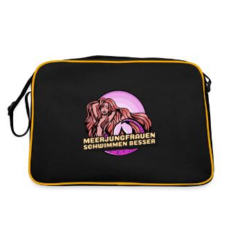 Schwimmen Spruch Lustig Meerjungfrauen Schwimmen - Retro Tasche - Schwarz/Gold - Hinten