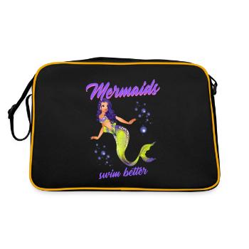 Schwimmen Spruch Lustig Mermaids Swim Better - Retro Tasche - Schwarz/Gold - Hinten