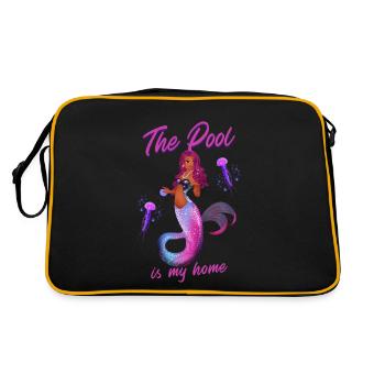 Schwimmen Spruch Lustig The Pool Is My Home - Retro Tasche - Schwarz/Gold - Hinten
