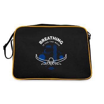 Schwimmen Spruch Lustig Breathing Is For The Weak - Retro Tasche - Schwarz/Gold - Hinten