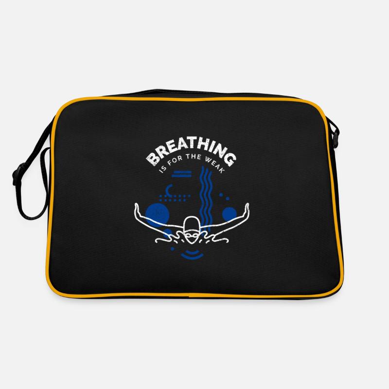Schwimmen Spruch Lustig Breathing Is For The Weak Retro Tasche