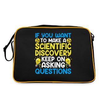 Keep On Asking Questions Fun Scientist Science - Retro Bag - black/gold - Back