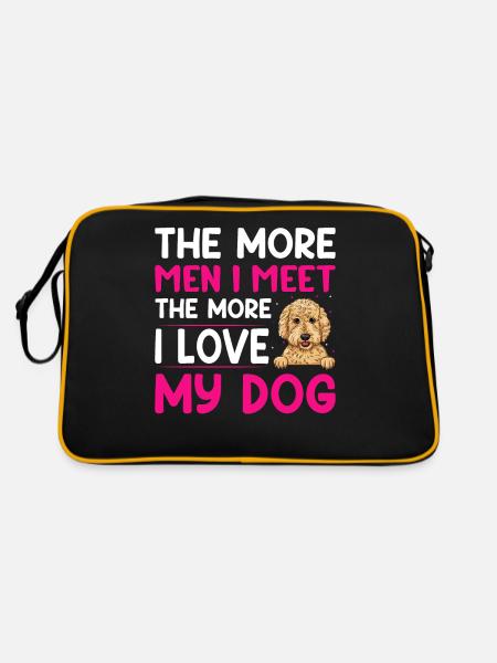 J’aime le chien Goldendoodle Drôles de propriétaires de chiens - Sac Retro - noir/or - Dos