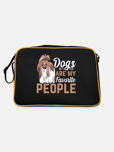 Shih Tzu Dogs Are Favorite People Funny - Retro Bag - black/gold - Back