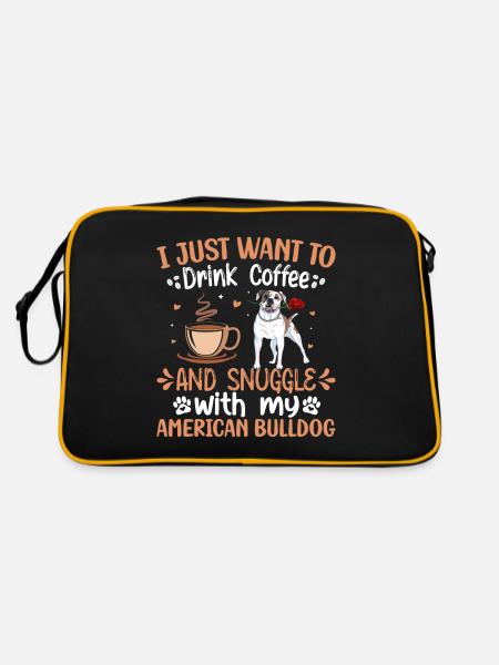 Kaffee Trinken Kuscheln Mit Amerikanischer - Retro Tasche - Schwarz/Gold - Hinten