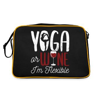 Yoga oder Wein - Ich bin flexibel Yoga & Wein Lieb - Retro Tasche - Schwarz/Gold - Hinten