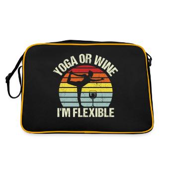Yoga oder Wein - Ich bin flexibel Yoga & Wein Lieb - Retro Tasche - Schwarz/Gold - Hinten