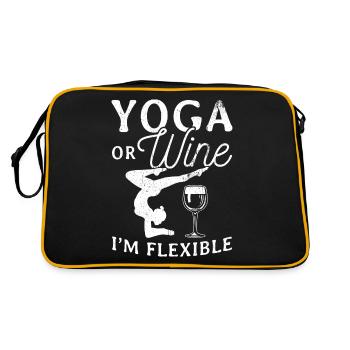 Yoga oder Wein - Ich bin flexibel Yoga & Wein Gesc - Retro Tasche - Schwarz/Gold - Hinten