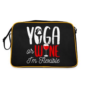 Yoga oder Wein - Ich bin flexibel Yoga & Wein Lieb - Retro Tasche - Schwarz/Gold - Hinten
