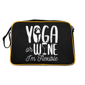 Yoga oder Wein - Ich bin flexibel Yoga & Wein Gesc - Retro Tasche - Schwarz/Gold - Hinten