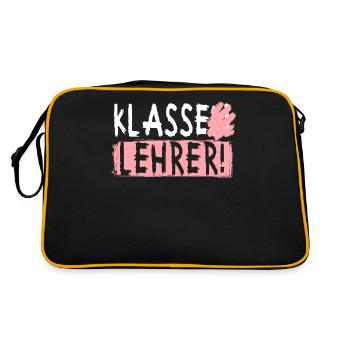 Lehrer Lehrerin Klassenlehrer Klasse Lehrer - Retro Tasche - Schwarz/Gold - Hinten