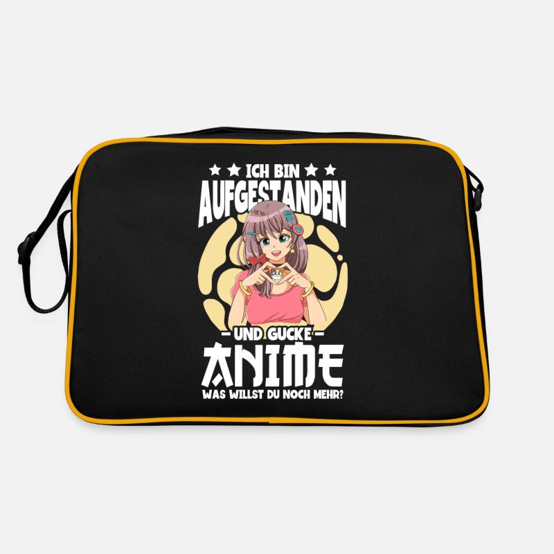 Anime Spruch Weeb Otaku - Retro Tasche - Schwarz/Gold
