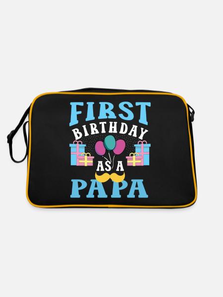 First Birthday As Papa Party Father Daddy - Retro Bag - black/gold - Back