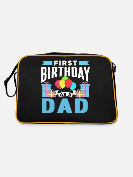 First Birthday As Dad Father Daddy Party - Retro Bag - black/gold - Back