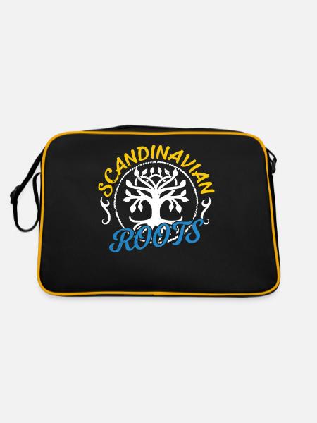 Skandinavische Wurzeln Schwedisch Skandinavien - Retro Tasche - Schwarz/Gold - Hinten
