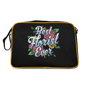 Bester Florist Aller Zeiten Blume Blumenladen - Retro Tasche - Schwarz/Gold - Hinten