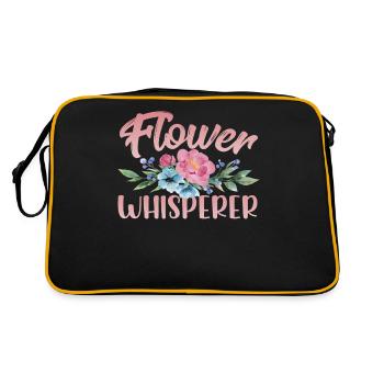 Blumenflüsterer Florist Beruf Blumenladen Blume - Retro Tasche - Schwarz/Gold - Hinten