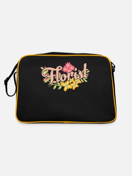 Florist Blumenladen Pflanze Blume Beruf - Retro Tasche - Schwarz/Gold - Hinten