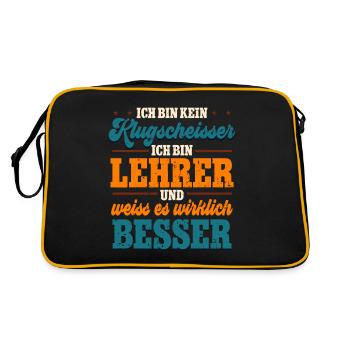 Lehrer Lehrerin Klassenlehrer - Retro Tasche - Schwarz/Gold - Hinten