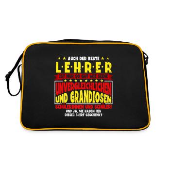 Lehrer Lehrerin Klassenlehrer Ich Bin Stolzer - Retro Tasche - Schwarz/Gold - Hinten