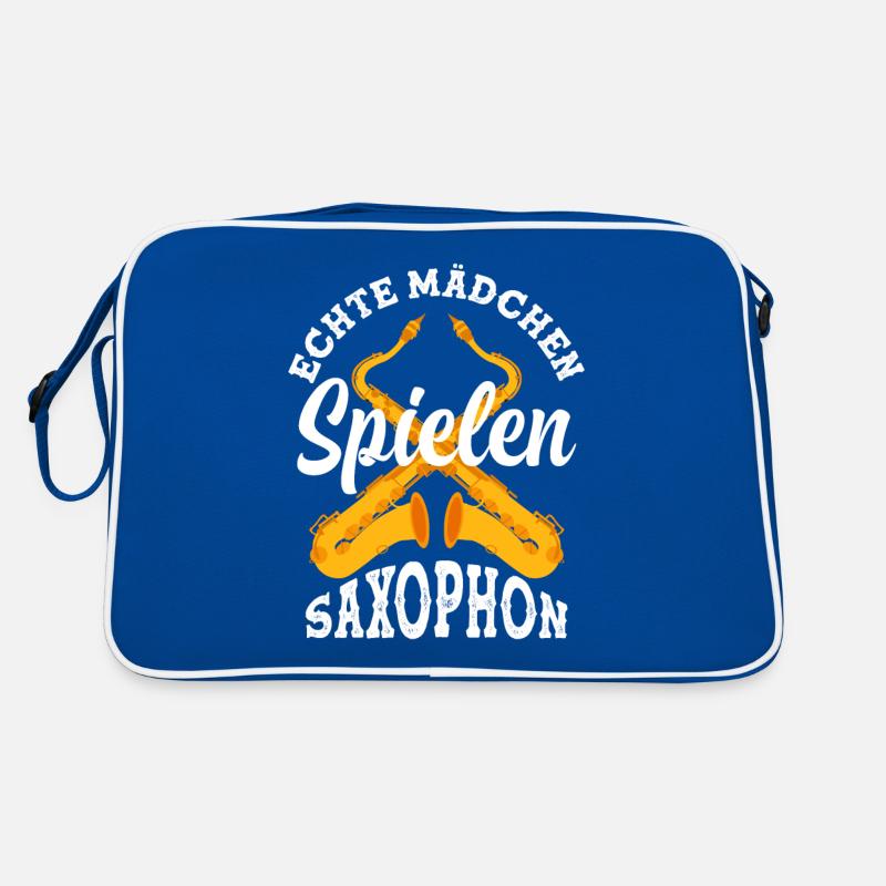 Echte Mädchen Spielen Saxophon Retro Tasche