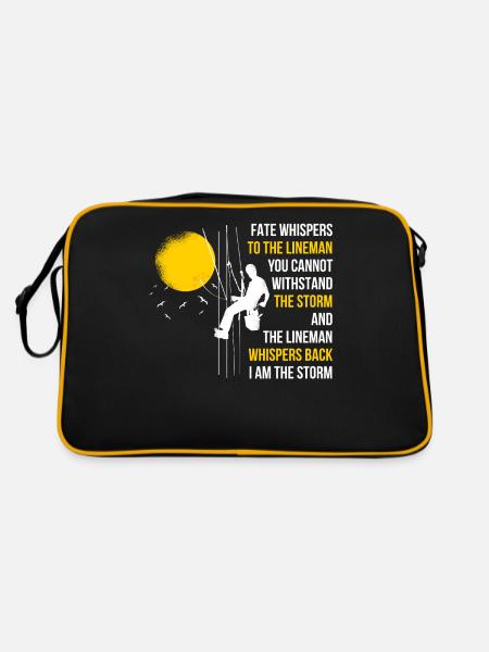 I Am The Storm Lineman Elektiker Geschenk - Retro Tasche - Schwarz/Gold - Hinten