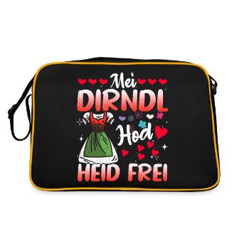 Damen Trachtenoutfit Mei Dirndl hod frei Volksfest - Retro Tasche - Schwarz/Gold - Hinten