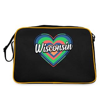 Cadeau de cœur coloré du Wisconsin - Sac Retro - noir/or - Dos