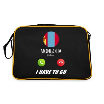 Mongolia calls lusiger flags saying - Retro Bag - black/gold - Back