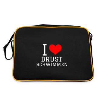 Schwimmen Spruch Lustig I Love Brustschwimmen - Retro Tasche - Schwarz/Gold - Hinten
