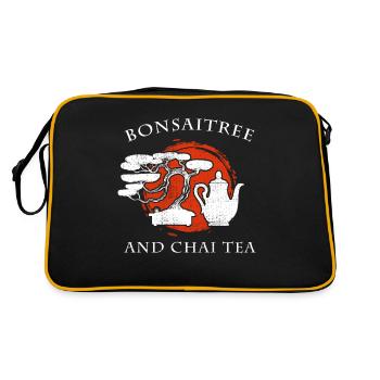 Bonsai Baum Chai Tee lustiges Wortspiel Geschenk - Retro Tasche - Schwarz/Gold - Hinten